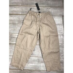 NWT Kedem Sasson Womens Elastic Band Khaki Pants w/ Pockets Size 3 Wide Ankle